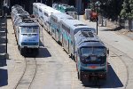 Metrolink #918 with test train at Keller yard with two old Bombardier cars (122,161) that were repainted by Talgo Shops (Milwaukee)